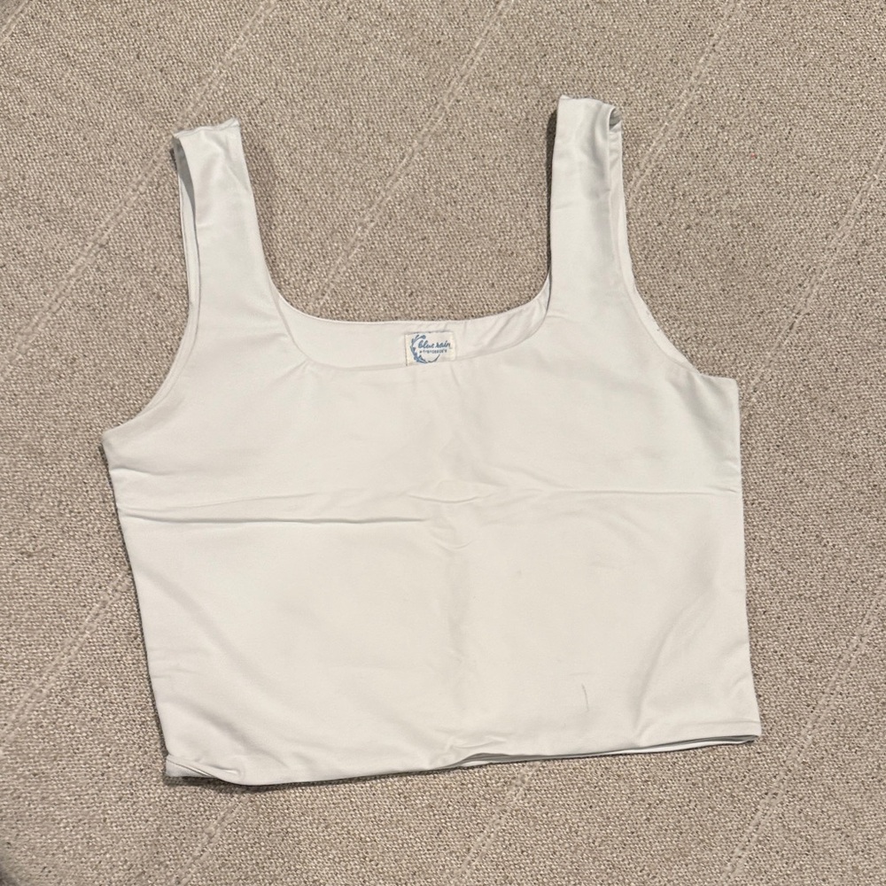 Blue Rain White Crop Top